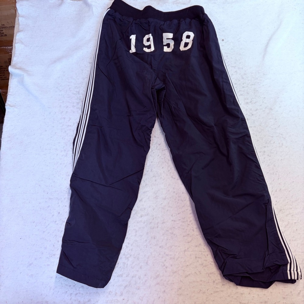 London Blues Track Pants Mens Medium Navy Blue 1958 Side Stripe Nylon Joggers